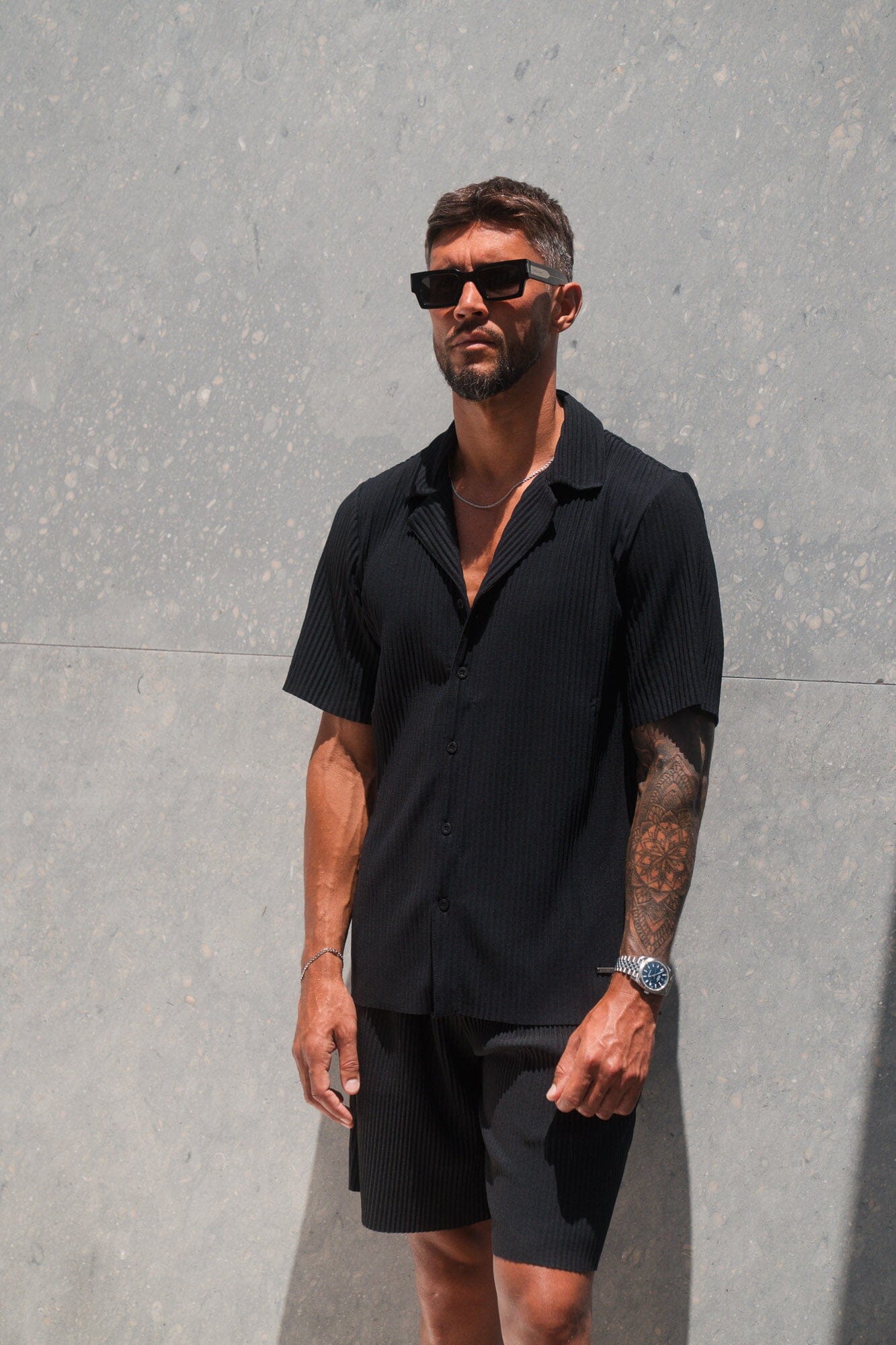 Black Ribbed S/S Shirt