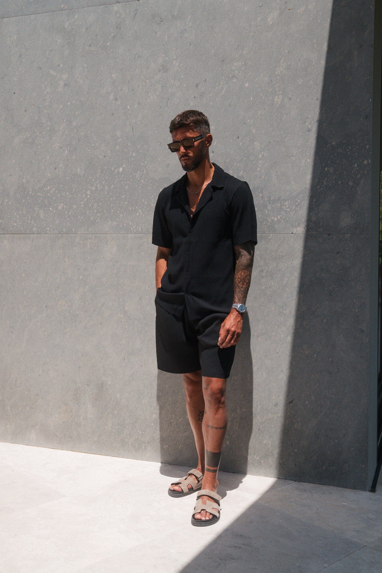 Black Ribbed S/S Shirt