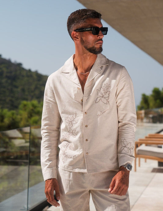 Sand Embroidered Linen Shirt