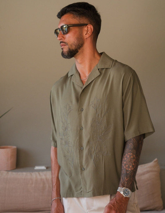 Khaki Embroidered Shirt
