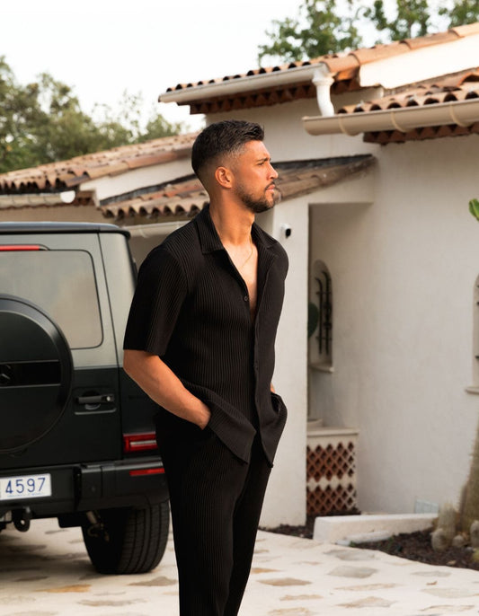 Black Ribbed S/S Shirt