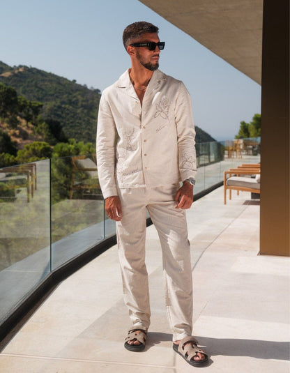 Sand Embroidered Linen Shirt