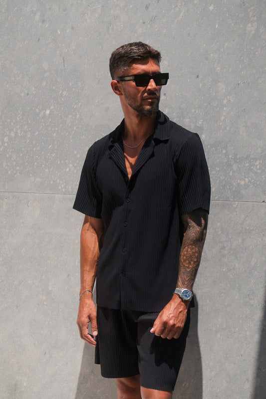 Black Ribbed S/S Shirt