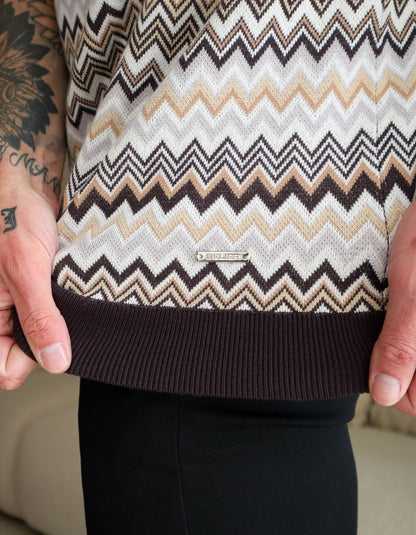 Zip Striped Polo Shirt